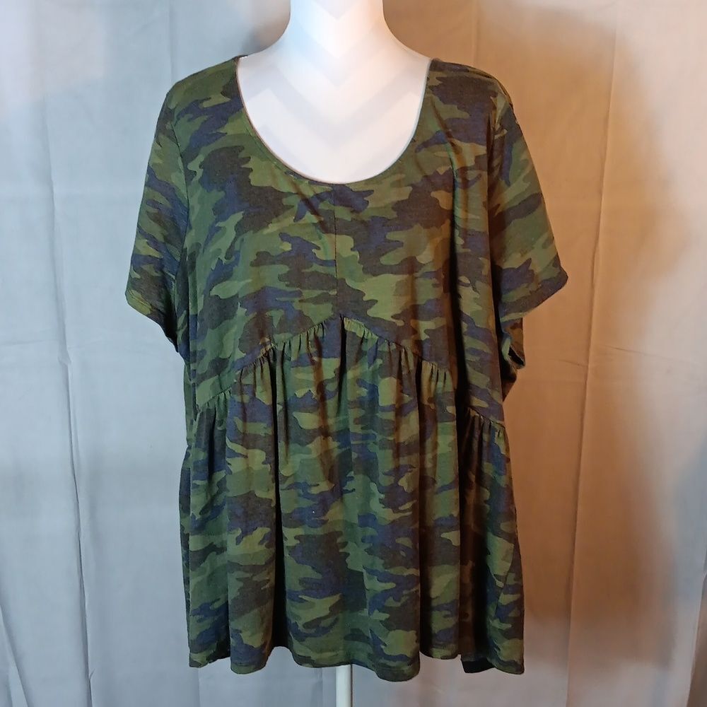 Lane Bryant Camo Babydoll Top - Picture 3 of 7